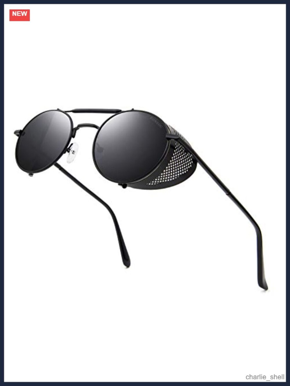 Steampunk Round Sunglasses Side Shield UV400 Metal Full Frame